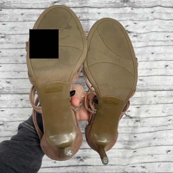 MARC FISHER High Heels Womens Size 8.5 Pink Strappy Suede Date Event Formal - Picture 7 of 11